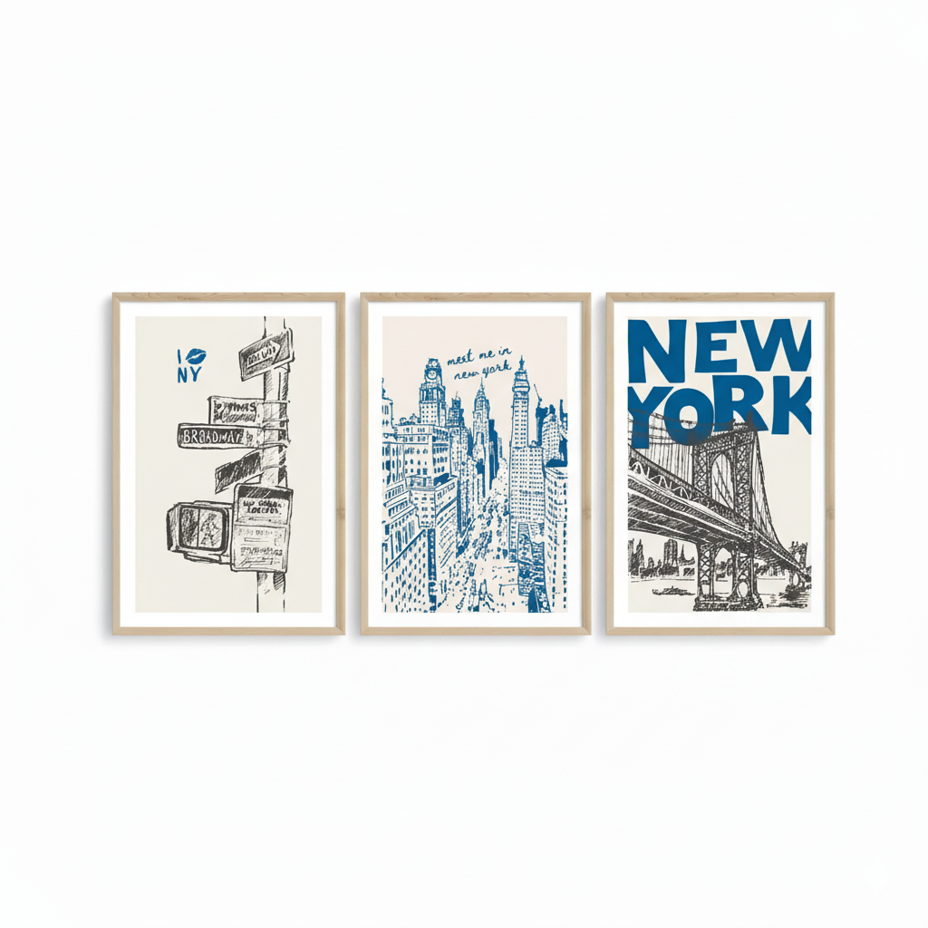 3-Piece New York City travel prints