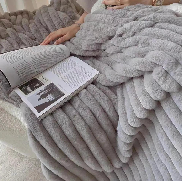 Warm Faux Rabbit Plush Blanket