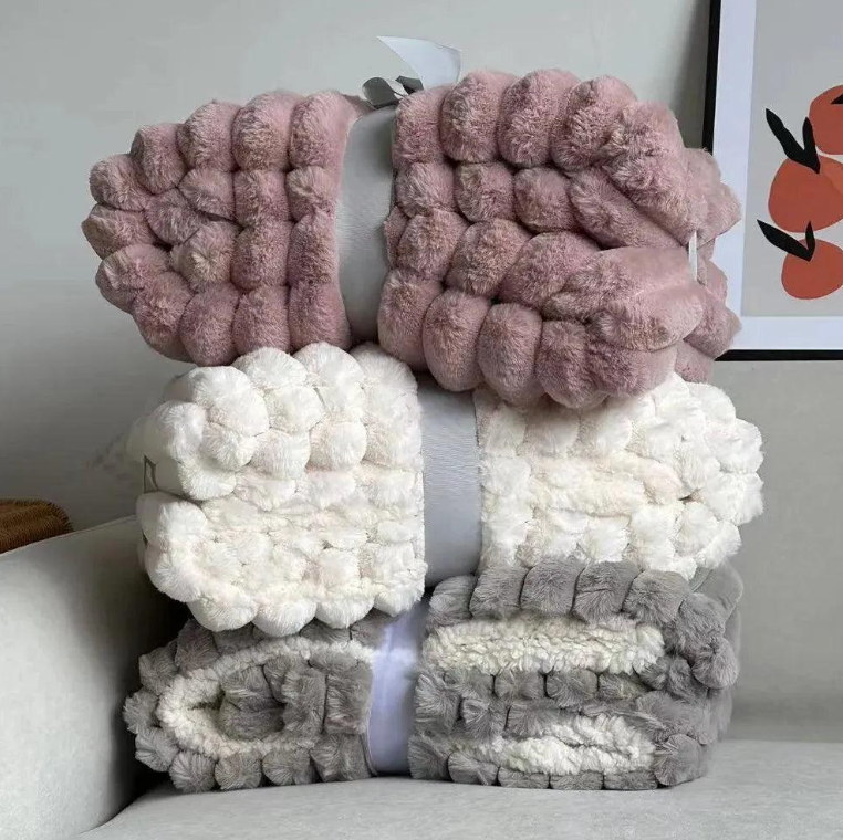 Warm Faux Rabbit Plush Blanket