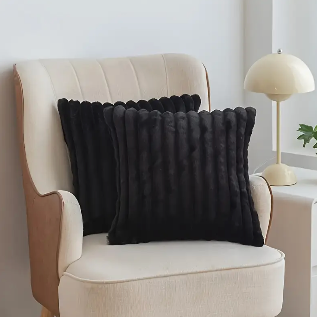 2-Piece Faux Fur Plush Decorative Throw Pillow Covers