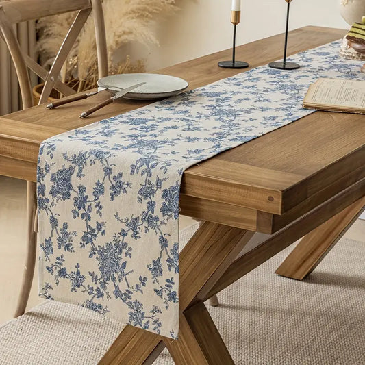 Blue Floral Country Style Table Runners