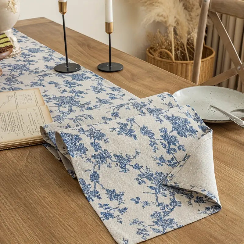 Blue Floral Country Style Table Runners