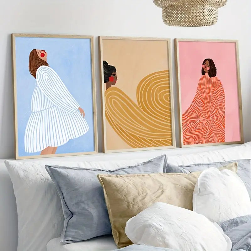 3-Piece Colorful Abstract Stripes Woman