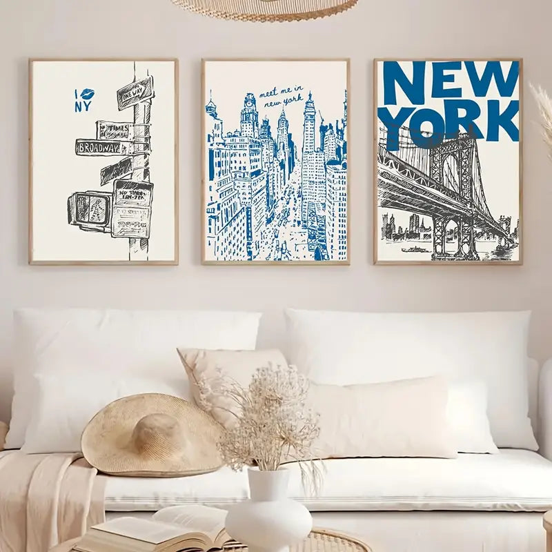 3-Piece New York City travel prints