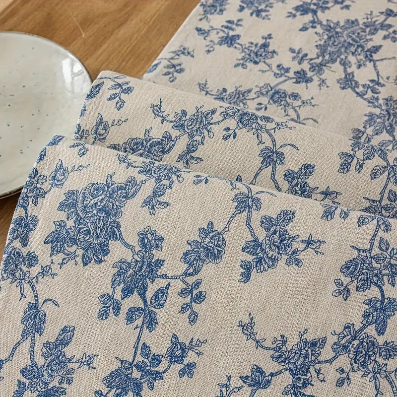 Blue Floral Country Style Table Runners