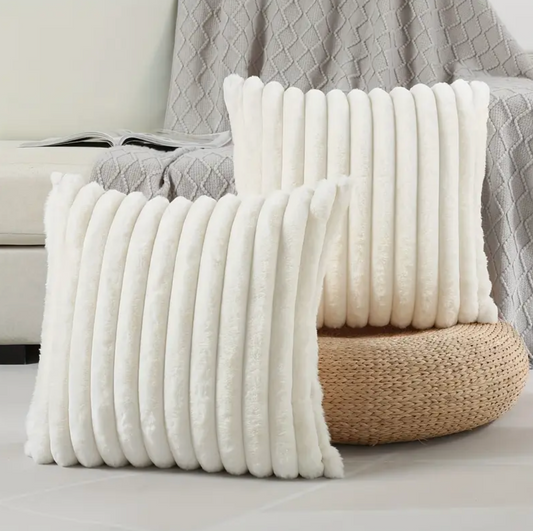 2-Piece Faux Fur Plush Decorative Throw Pillow Covers