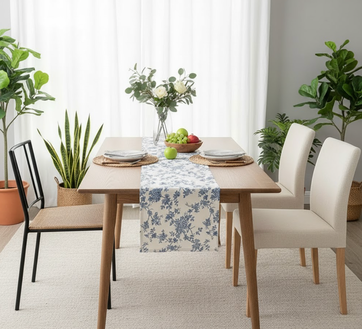 Blue Floral Country Style Table Runners